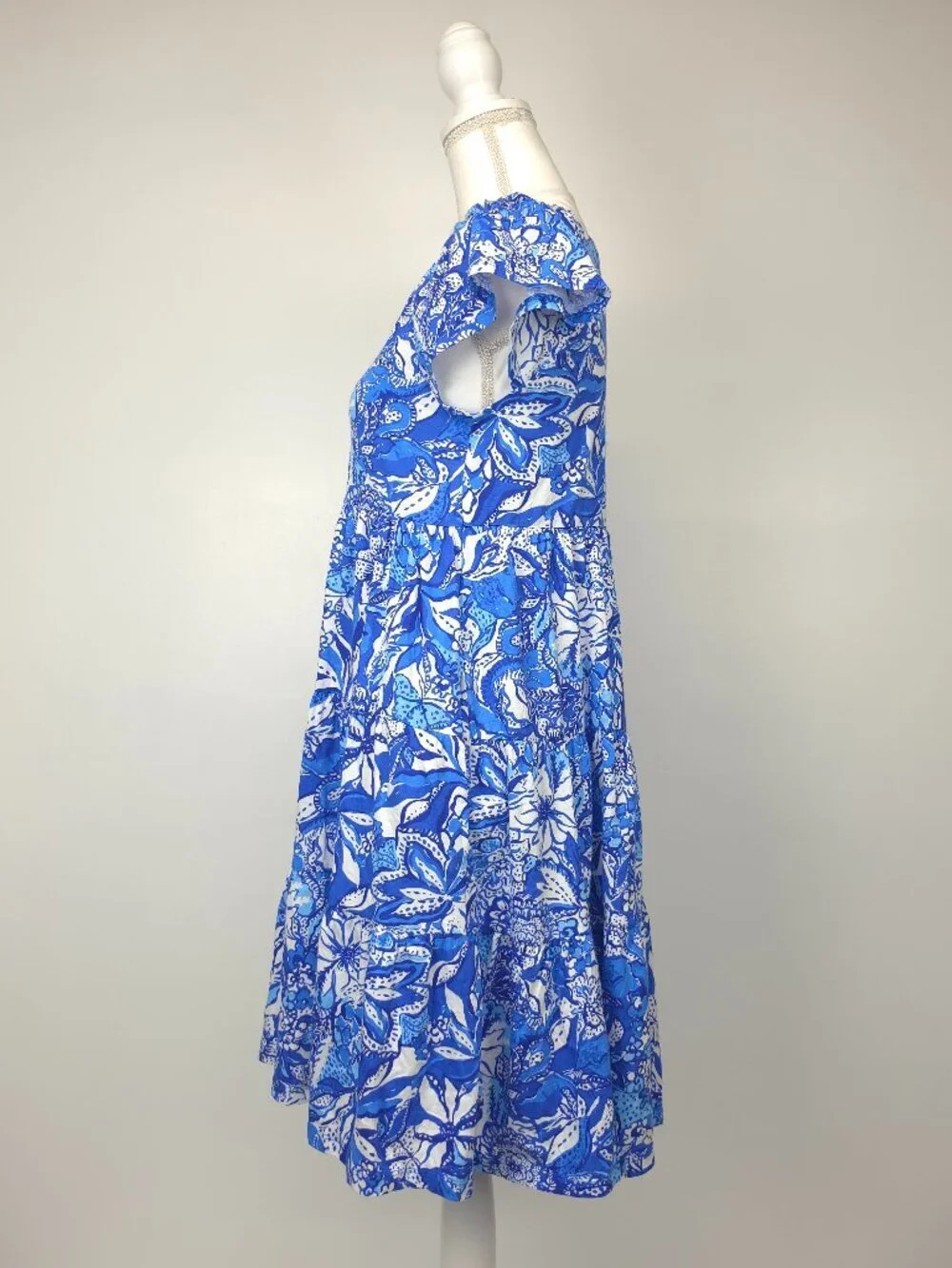 NWOT Lilly Pulitzer Kawai Swing Dress Blue Tang Flocking Fabulous Floral Dress S